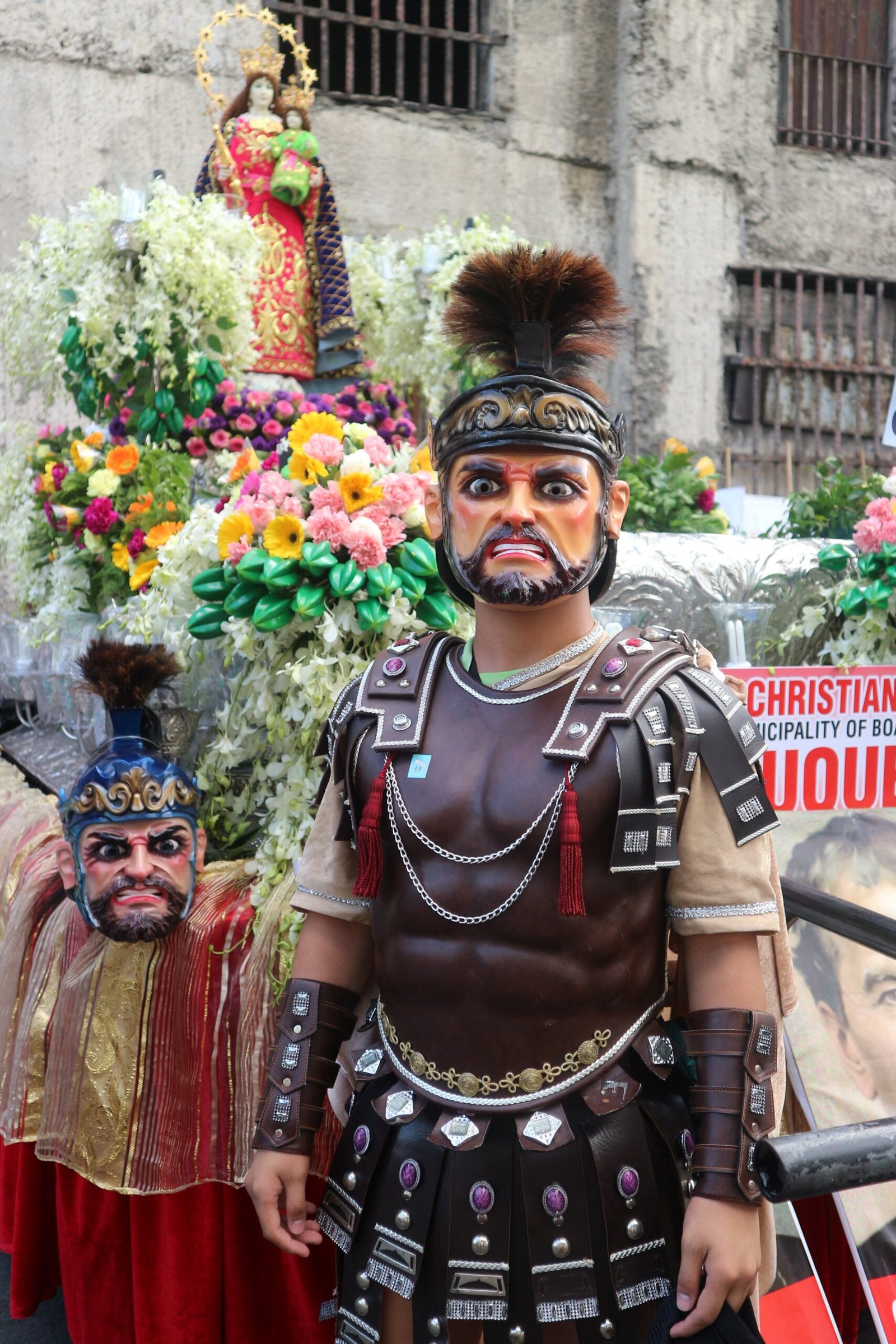 Close-up of a Moriones mask
